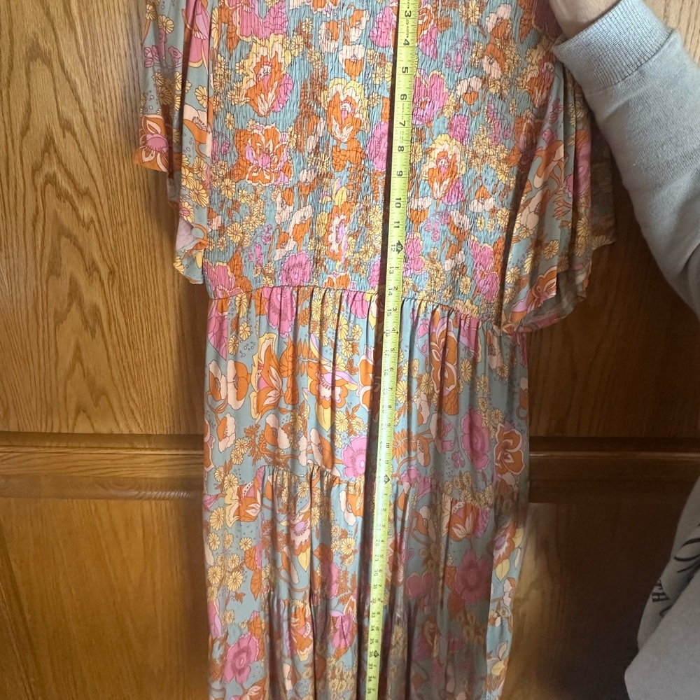 Women's Floral Maxi Dress - Orange and Pink - Picture 7 of 12